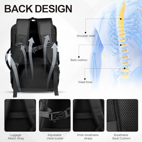 Image of Vacuum Seal Backpack Travel with Pump, Expandable Vacuum Backpack with Air Compression System, Airback Vacpack TSA Lock Water Resistant Carry-On Luggage (Black)