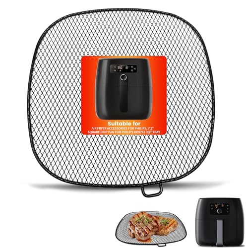 Image of Air Fryer Accessories for Philips, 7.2 inch Square Drip Pan for Philips HD9741 3QT Tray Rack Compatible with HD9641 HD9721, HD9730, Dishwasher Safe