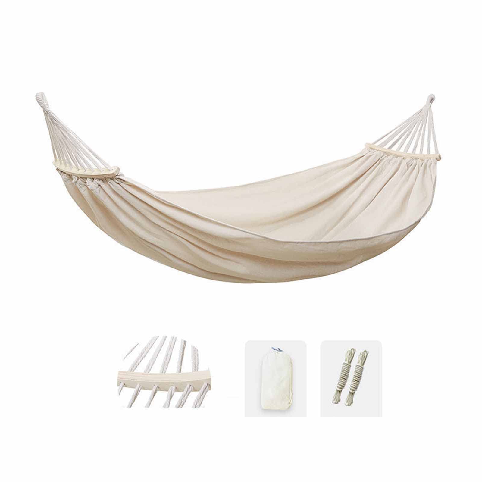 Hamac Portable, Matériau en Toile Confortable Et Durable, Taille Unique 31,5 * 75 Pouces, Adapté À La Plage, Au Camping, Au Jardin,Blanc