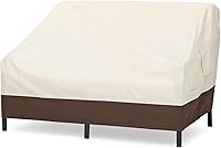 AmazonBasics 2-Seater Deep Lounge Sofa Cover - Waterproof Outdoor Patio Furniture Protector, UV Resistant, Durable Beige/Tan