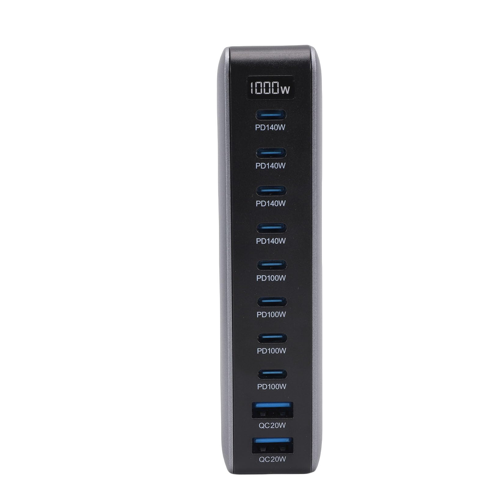 Stacja ładująca USB 1000 W, 10-portowy Koncentrator Szybkiego ładowania GaN III Pro do Laptopa, Tabletu, Smartfona z 4 Portami 140 W PD PPS, 4 Porty 100 W PD PPS, 2 Porty 20 W (Wtyczka UE)