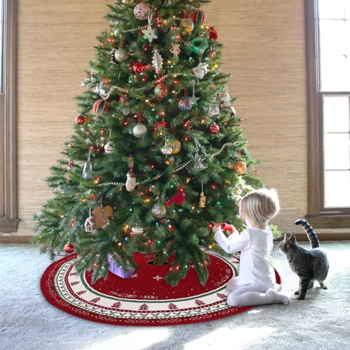 Tapis de sapin de Noël tricoté épais et stable pour protéger le sol des aiguilles - 6