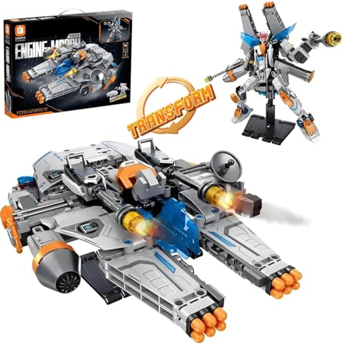 Image of 2-in-1 Robot Spaceship Building Blocks Set - 673 PCS Transforming Robot to Spacecraft Construction Toy | STEM Creative Building Kit for Kids Boys Girls 6+ | Educational Gift Toy