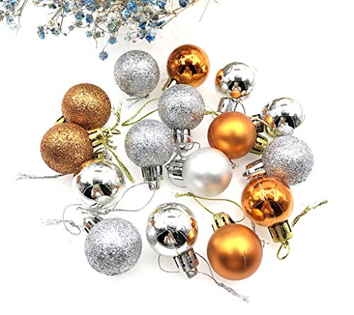 24Pcs Christmas Ball Baubles,1.2" Shatterproof Assorted Plastic Hang Balls Pendant For Tiny Xmas Tree Decoration(Tiny Size,Brown) #TOP2