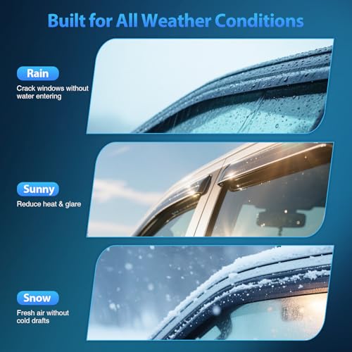 Image of Nilight Tape-On Window Visors for Chevy Tahoe 2015-2020, 4PCS | Out-Channel Smoke Rain Guards, Helps Vent Fresh Air in Rainy Weather, Fits Cadillac Escalade /GMC Yukon 2015-2020