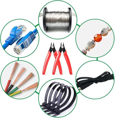 Image of BOENFU Precision Wire Cutter Zip Tie Cutters Flush Cutters Nippers Small Side Cutting Pliers for 3d Print, Plastic Models, Jewelry, Electronics, Red, 1-Pack