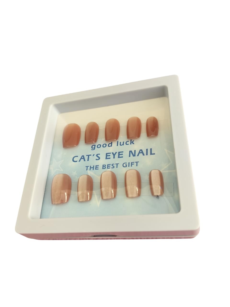 Sangare Enterprises | Press On Nails Set Of 12 | Cat Eye Style False Nails | Glossy Finish Artificial Nails | Reusable Nail Tips | Brown Nude Gradient | Medium| Design - 7-image-18