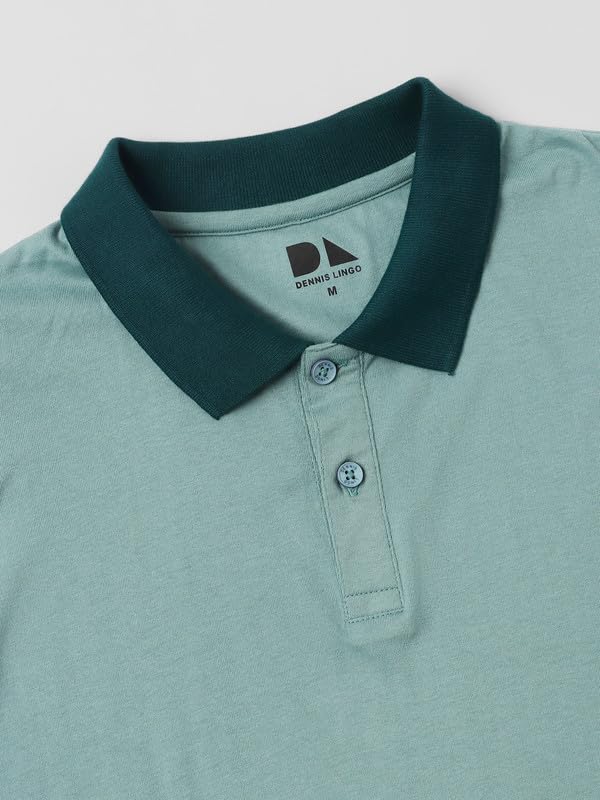 Image of Dennis Lingo Men's Cotton Polo Neck Tshirt, Regular Fit Long Sleeve