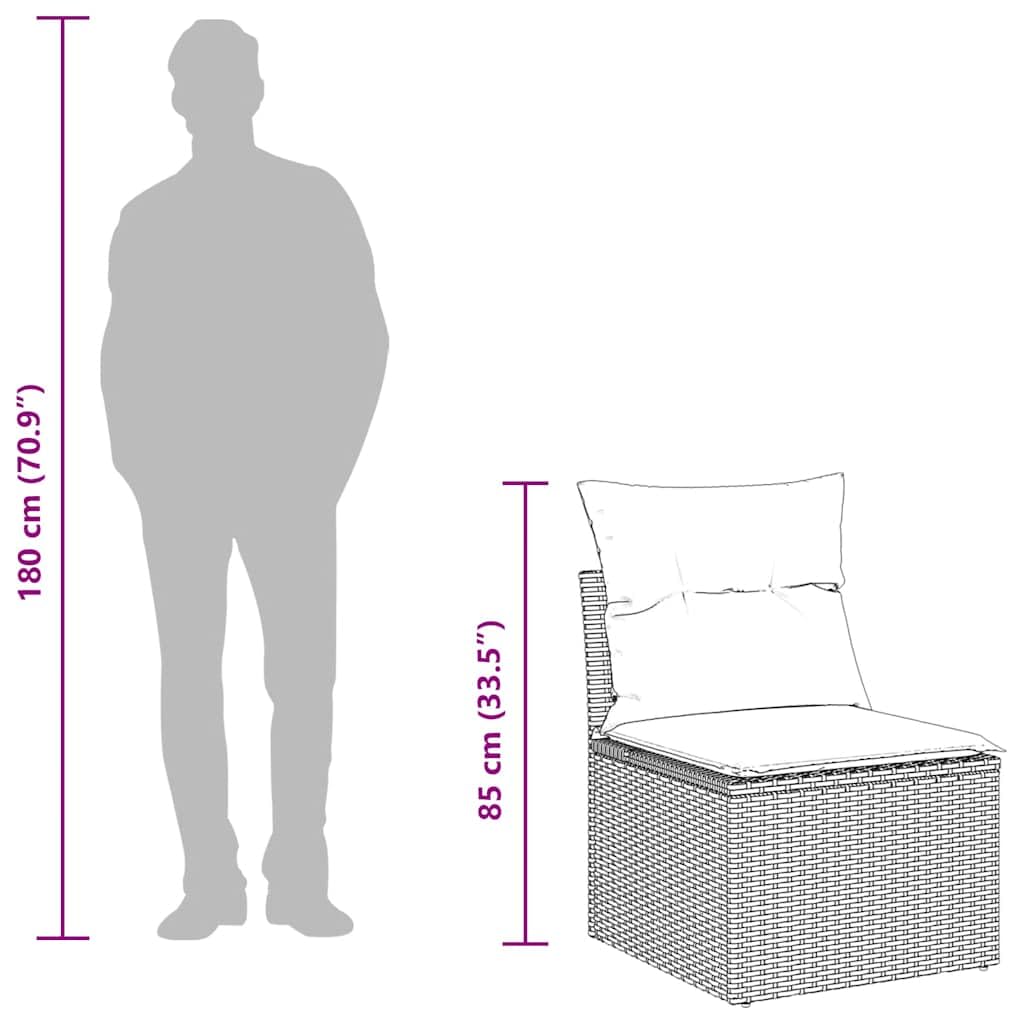 vidaXL 2-TLG. Garten-Sofagarnitur mit Kissen Hellgrau Poly Rattan