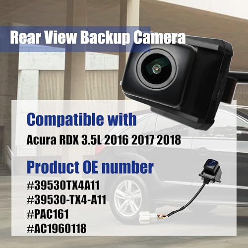 Image of No.39530-TX4-A11 Rear View Backup Reverse Parking Camera [8 Pins] IP68 HD | Compatible with Acura RDX 3.5L 2016 2017 2018 Reverse Park Assist Camera Replace OE#39530TX4A11 PAC161 AC1960118