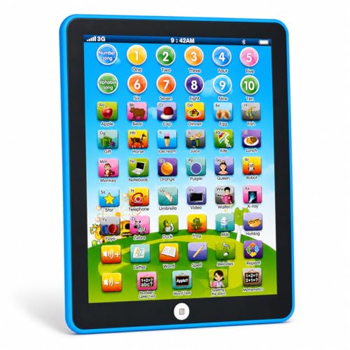 STOULKD 新品 Tablette d'apprentissage pour Enfants, avec 6 Jeux pour Apprendre la Musique/Les Mots/Les Lettres/l'alphabet, Tablette éducative pour Enfants...