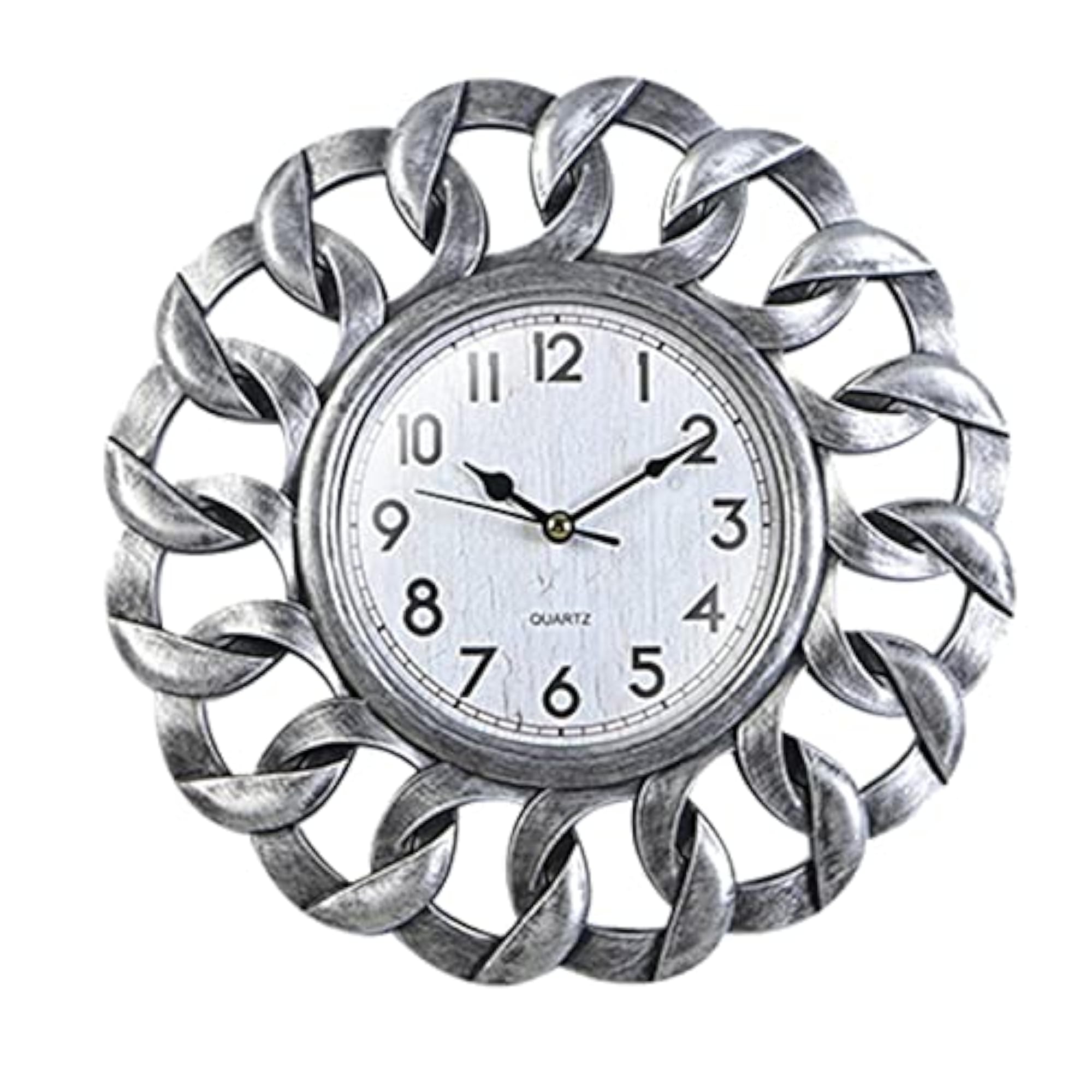 Retro Silent Wall Clock for Dining Room Decor, Silver