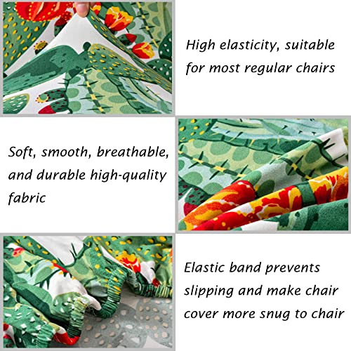 HZDHCLH Chair Covers Slipcovers 4/6 PCs Stretch Removable Washable Short Dining Chair Protector Cover Seat for Hotel,Dining Room,Ceremony (Cactus,4 PCS) - Image 2