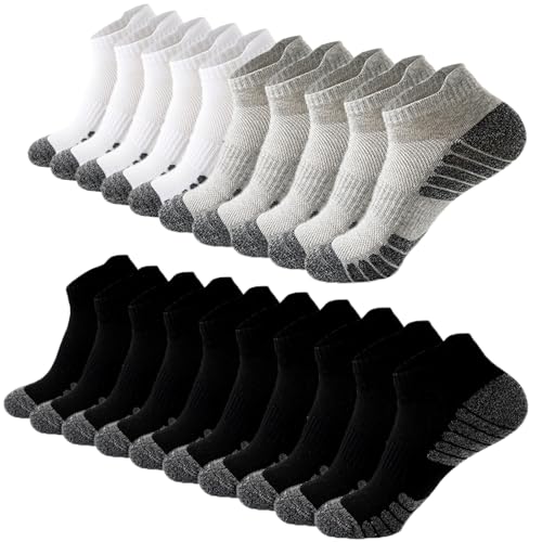 10-20 Pairs Athletic Ankle Socks for Men Breathable Low Cut Running Socks Cushioned Moisture Wicking for Sport Traveling2