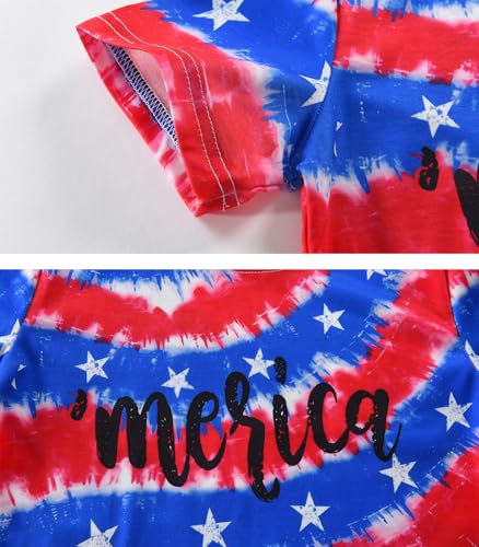 Image of Tkria Girl Crop Tops July 4th Crewneck Tshirt American Flag Patriotic USA Flag Girls Outfit Clothes Size 6-14