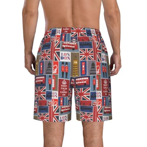 England Symbols Print Mens Casual Shorts Drawstring Summer Beach Stretch Shorts Novelty Swimtrunks3