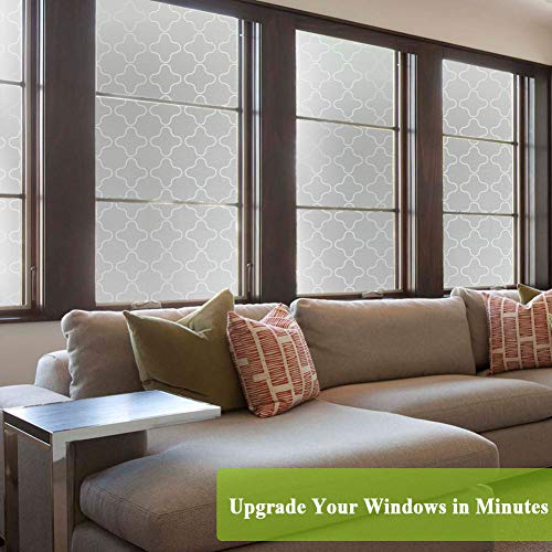 Non Adhesive Privacy Window Film, Static Cling Glass Film, Frosted Window Cling, Removable Heat Control Anti Uv Decorative Door Film For Office And Home Decoration,17.5 Inches By 78.7 Inches #TOP3