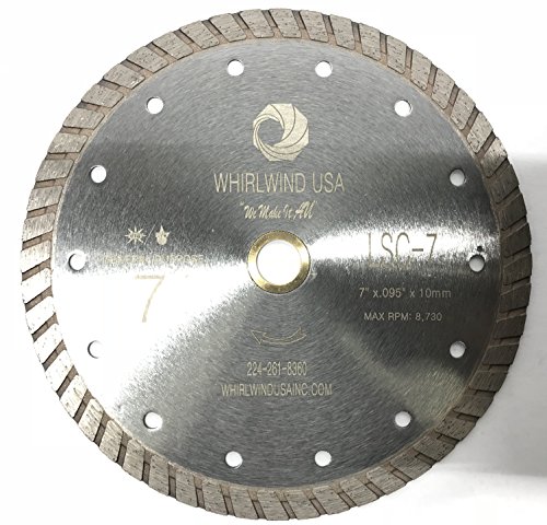 WHIRLWIND USA LSC 7 inch Dry or Wet Cutting General Purpose Continuous Turbo Power Saw Diamond Blades for Concrete Masonry Brick Stone (7inch,)