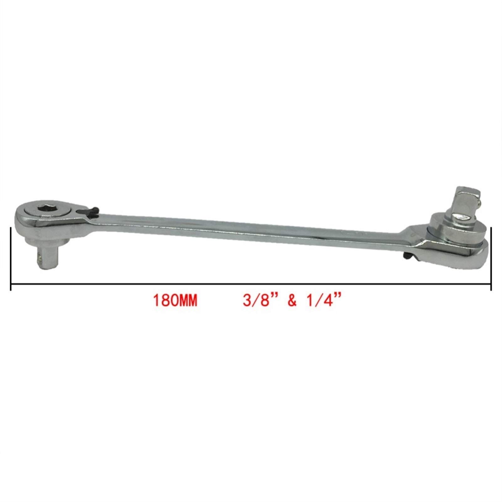 Klucze, klucze, klucz grzechotkowy 2 w 1 Klucz nasadowy 1/4" 3/8" Uniwersalny, dwustronny, dwustronny ze stali chromowo-wanadowej 180 mm Powszechnie używane narzędzia dla majsterkowiczów są solidne i