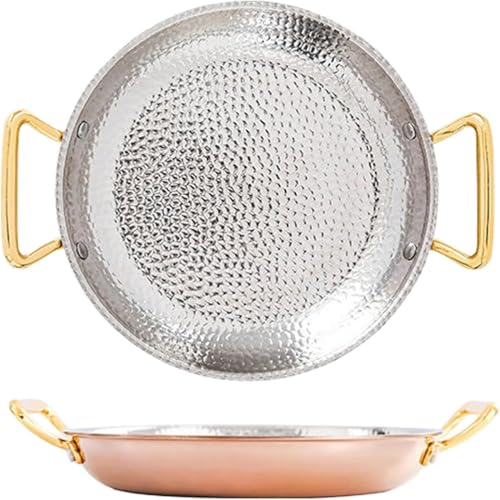 Suixtil Paellera con Asas Dobles remachadas, paellera martillada a Mano, Utensilios de Cocina para casa, Restaurante o Camping, sartén/sartén Oro Rosa(34Cm)