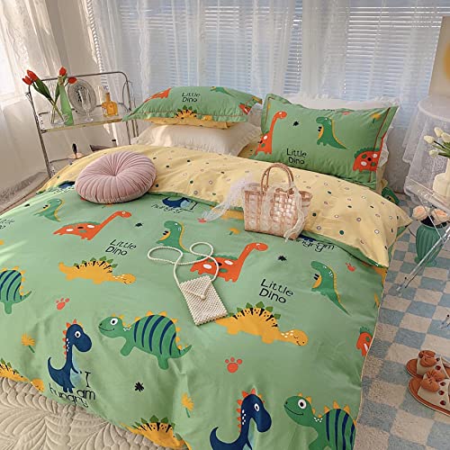 GETIYA Kinder Bettwäsche 100x135 Baumwolle Dino Bettwäsche Grün Mädchen Jungen Bettwäsche Dinosaurier Bunt Dino Bettbezug Grün Gelb Wendebettwäsche Babybettwäsche mit Kissenbezug 40x60 - Image 5