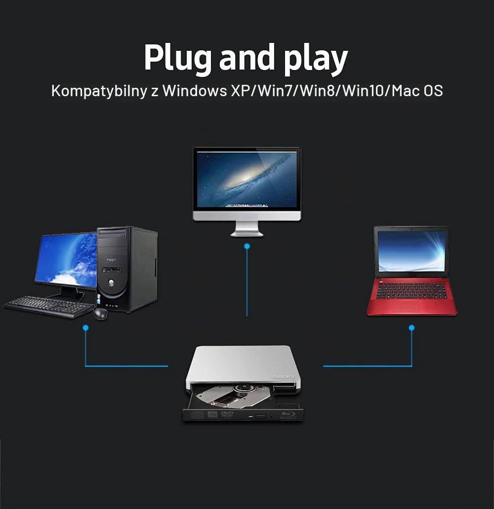 USB3 0 zewnętrzny napęd Blu-Ray BD-RE CD RW nagrywarka przenośna nagrywarka Plug and Play na PC