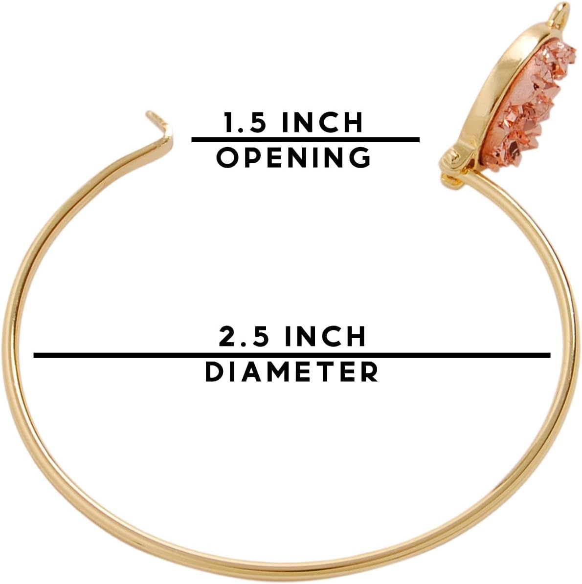 Humble Chic NY Simulated Druzy Cuff Bracelets for Women - Boho Stackable Bangle Bracelet, Plated in Gold, Silver, or Rose Gold Tone with Oval Stone - Image 4