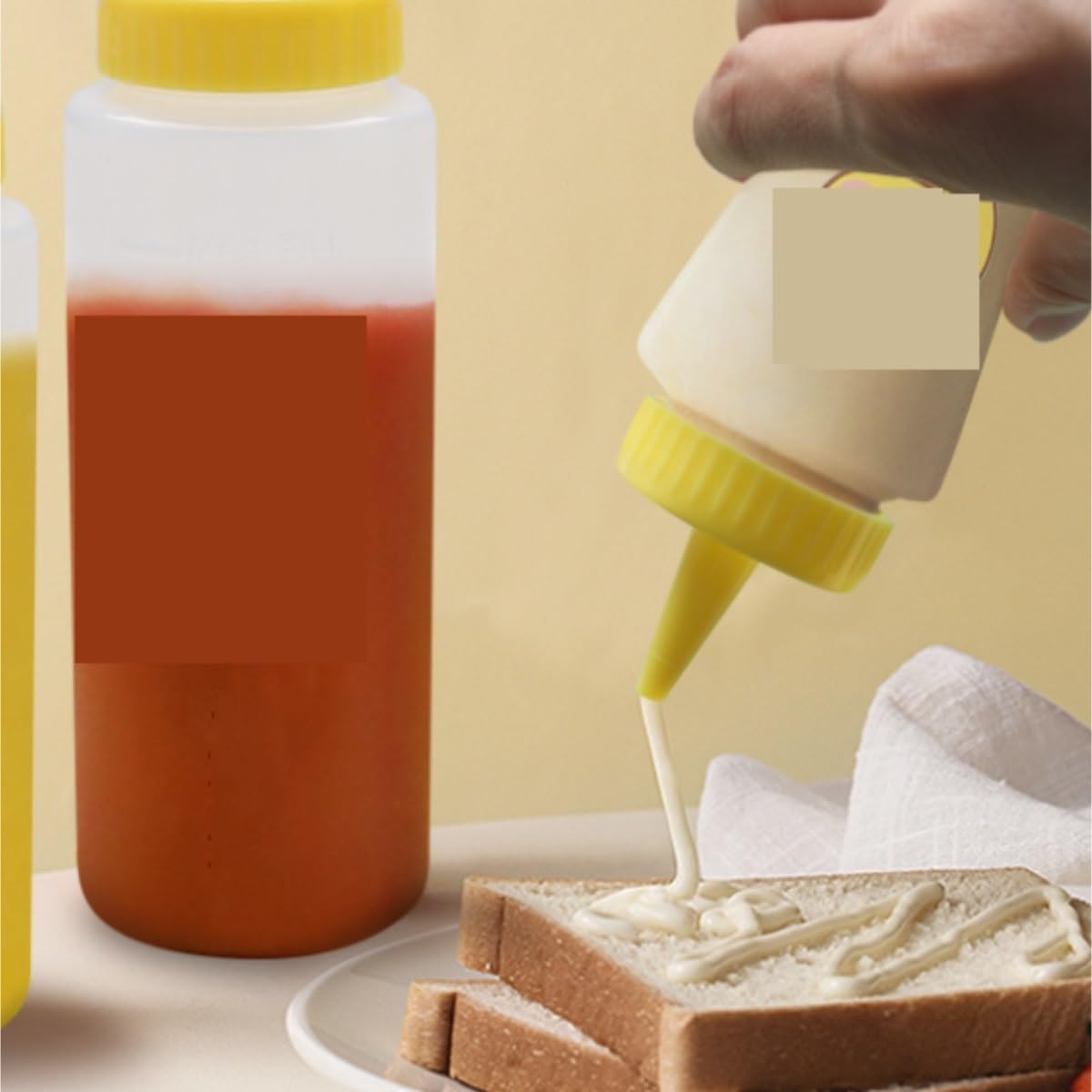Squeeze Bottle, Spremere Bottiglia Di Salsa Bottiglia Di Salsa Di Insalata Ketchup Di Plastica Addensata Bottiglia Di Condimento Bottiglia Di Salsa Salsa Di Ostriche Pentola Di Olio Cucina Casa 5 PZ M