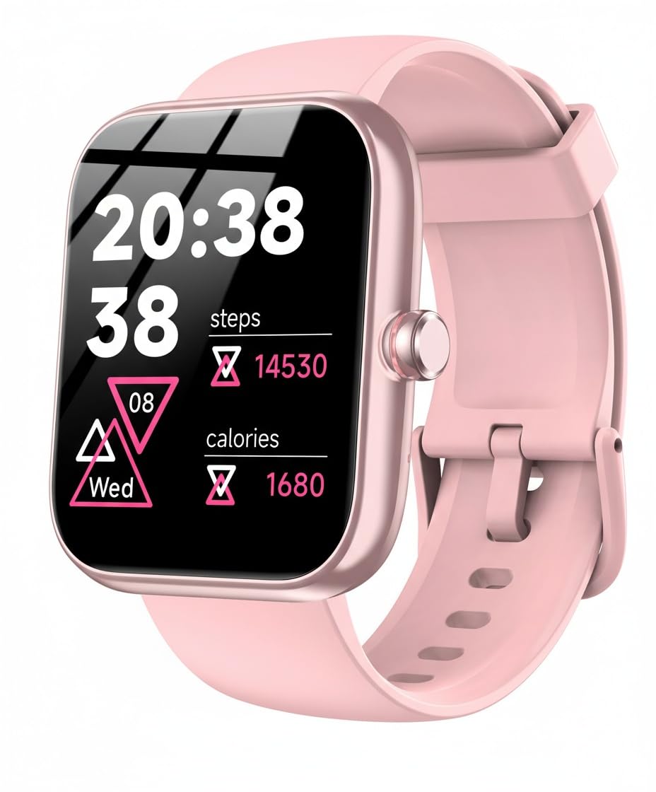 Smart Watch with Alexa Built-in, 1.83" HD Touchscreen, Bluetooth Calling, IP68 Waterproof Fitness Tracker, 120+ Sports Modes, 24/7 Heart Rate/Sleep Monitor for iPhone Android (Pink)