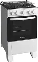 Fogão 4 bocas Atlas Mônaco Plus Branco Mesa inox e acendimento automático