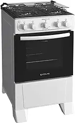 Fogão 4 bocas Atlas Mônaco Plus Branco Mesa inox e acendimento automático