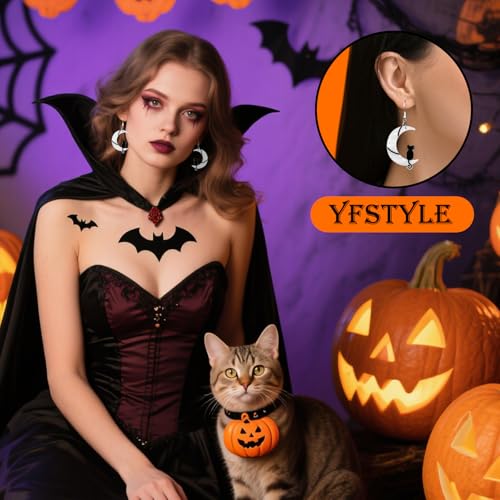 Halloween Moon Cat Earrings Cute Acrylic & Alloy Black Cat Dog Earrings for Women Halloween Party Costume Accessories Gifts2