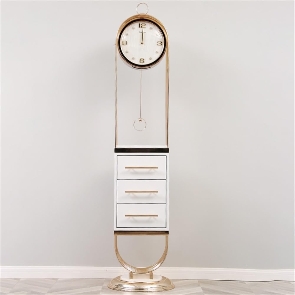 Decoración Reloj de Piso con Tres Cajones Moderno Americano Mudo Retro | Reloj de pie de pie