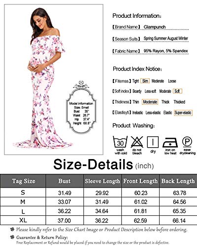 Glampunch Womens Off Shoulder Maternity Dress Ruffles Elegant Slim Gowns Fit Maxi Photography Dress #TOP4