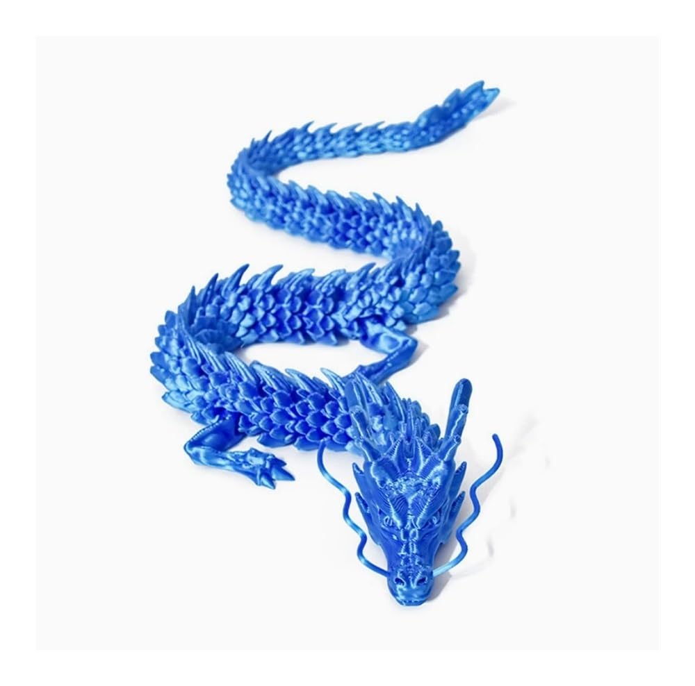 Diyouke Movable 3D Printed Dragon Statue, Articulated Joint Dragon Figurine for Desktop Decor & Collectible Display(Blue)