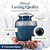 GSM Brands Cremation Urn for Adult Human Ashes - Large Handcrafted Funeral Memorial with Striking Blue Design (Aluminum - 10 Inch Height x 7 Inch Width)