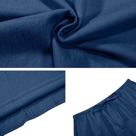 2025 Summer Linen Maxi Skirts for Women Cute Vacation Boho Long Flowy Skirts Chiffon Comfy Drawstring Waist A Line Skirts3