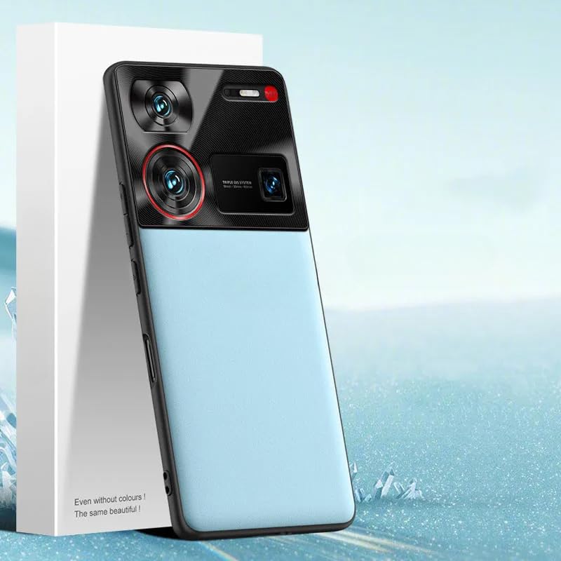 Gruattreay Compatible with ZTE Nubia Z60 Ultra 5G Case,Simple Plain Skin Leather Soft ShockProof Back Cover Phone Case (Blue)