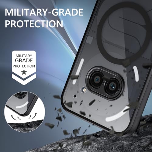 Image of GUAGUA Polycarbonate Clear Case For Nothing Phone 2A Case, [Compatible With Magsafe] Magnetic Anti-Scratch Translucent Matte Back Slim Shockproof Phone Cover,Clear