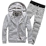 [Nail39] スウェット メンズ 上下 おしゃれ ジャージ 上下セット あたたかい 秋冬 部屋着 パーカー フード トレーナー アウター (グレー 、L)