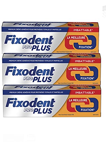 Fixodent - Fixodent Pro - Duo Action - Longue Durée - Plus Fort - Lot de 3 tubes