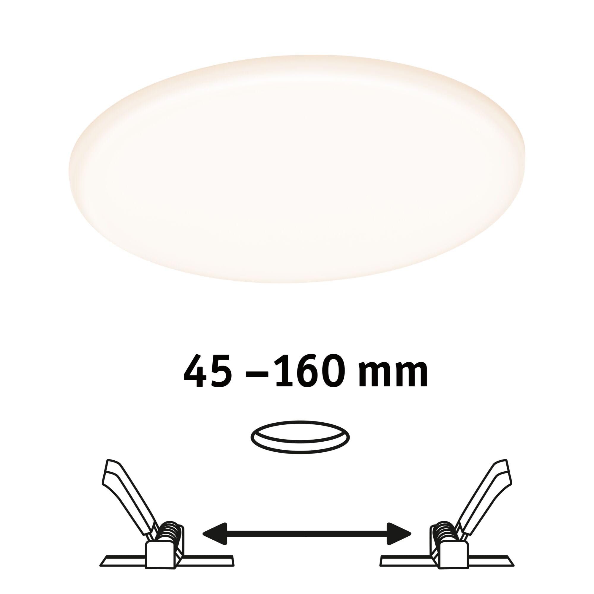 Pauleen Paulmann 93063 Pannello LED Lampada da Incasso Veluna VariFit IP44 dimmerabile su 3 Livelli 185mm Tondo 1x17 Watt plafoniera Satinato plastica 3000 K 17 W, Chrome Matt, Ø