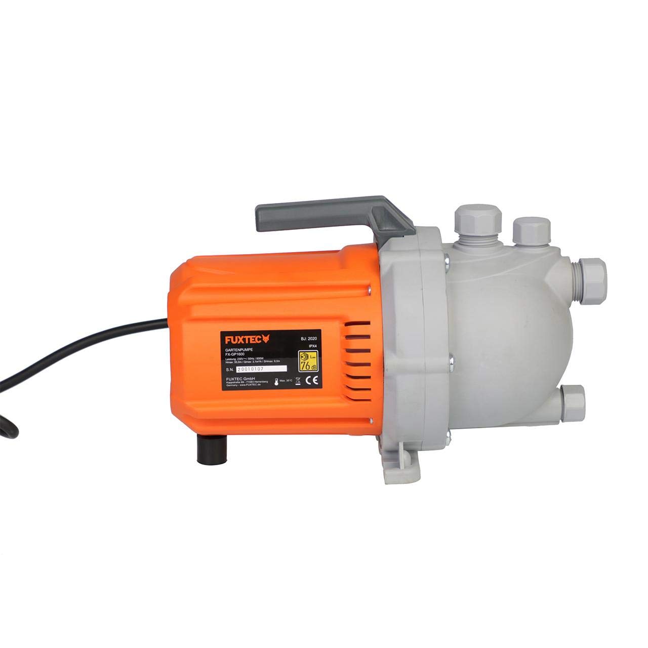 Pompa d'acqua per il giardino FUXTEC FX-GP1600 - pompa sommergibile 600 Watt, max. 3100 l/h, max. 35 m di prevalenza, interruttore galleggiante integrato - anche per piscina