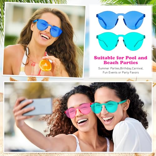 Matcheck 16 Round Shaped Rimless Sunglasses Transparent Candy Colored Glasses Clear Party Eyewear for Women4