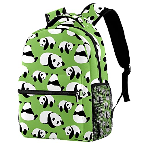 Sac à dos mignon pandas vert grand volume avec compartiment PC