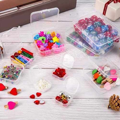 Image of 24 Packs Small Clear Plastic Beads Storage Containers Box with Hinged Lid for Storage of Small Items, Crafts, Jewelry, Hardware(3.3 x 3.3 x 1.2 Inches)
