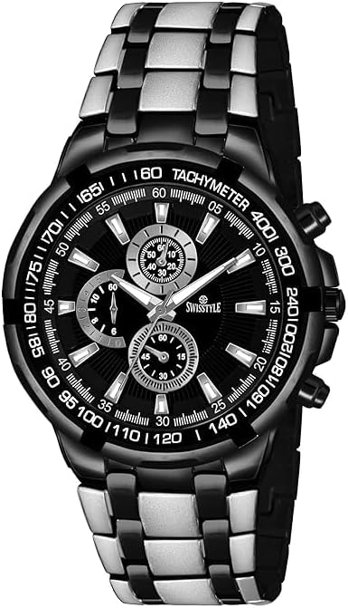 SWISSTYLEBlack Chain Chrono Look Analog Watch for Men