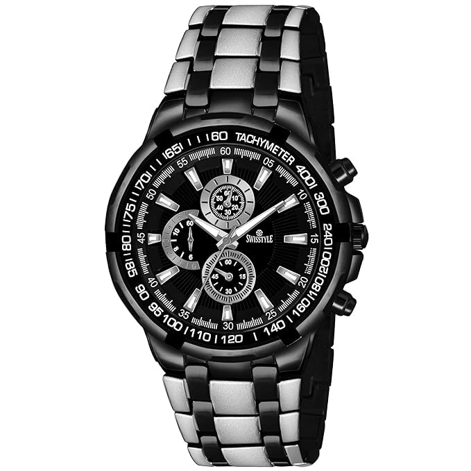 SWISSTYLEBlack Chain Chrono Look Analog Watch for Men