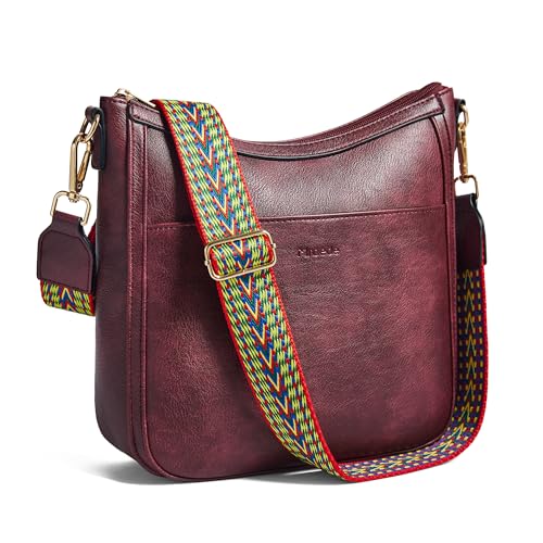 Image of Leather Crossbody Purse for Women Crossbody Bag for Daily Travel | Trendy Vegan Leather Medium Crossbody Purse with Adjustable Strap Women's Hobo Shoulder Handbags for Work