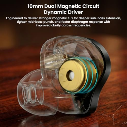 Image of AUDIOCULAR x KZ Beast HiFi Wired IEM Earphones, 10mm Dual Magnetic Dynamic Driver in-Ear Monitor, Wide Soundstage Bass, Detachable 2Pin Cable (3.5 Black)